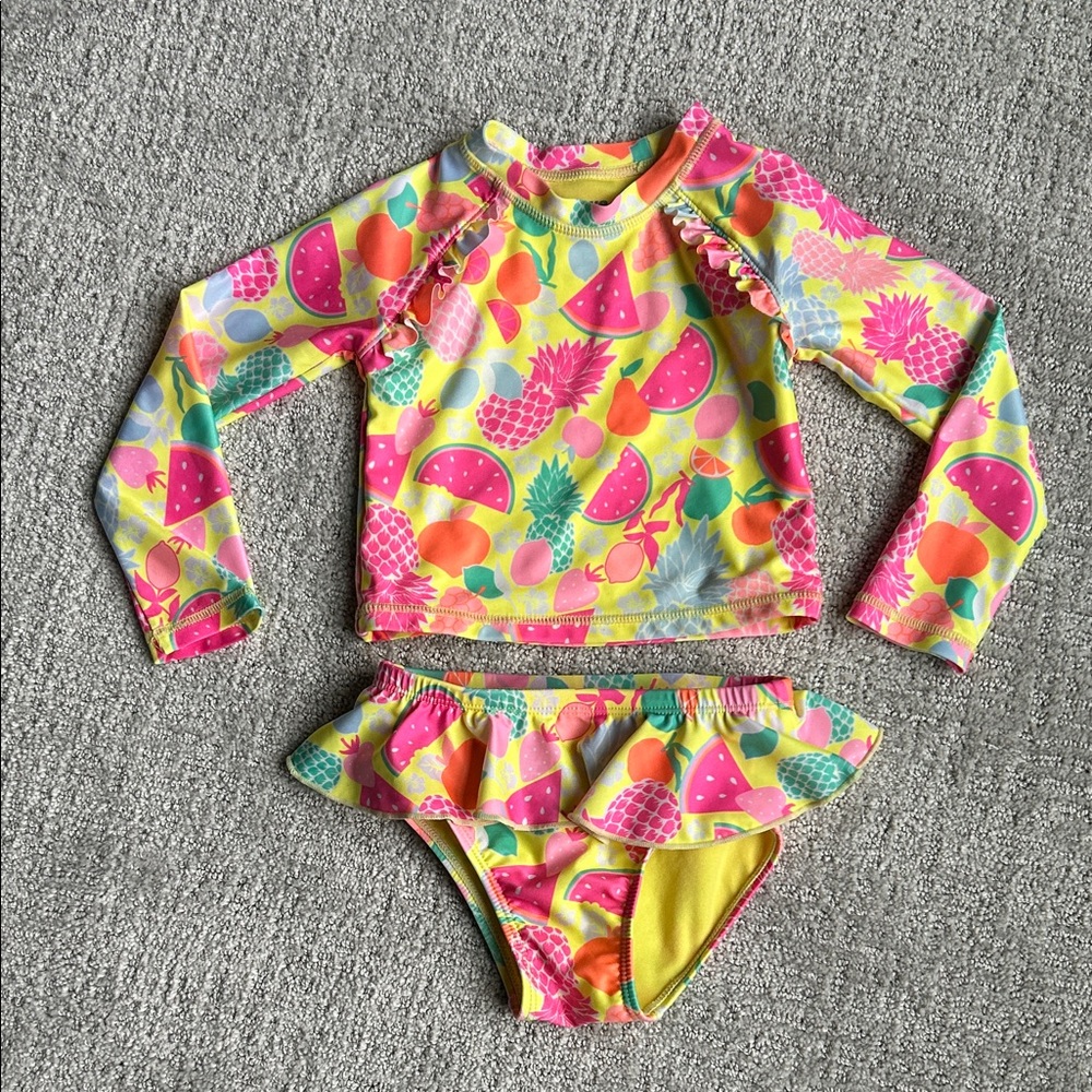 Colorful Kids Fruit Print Rashguard Set